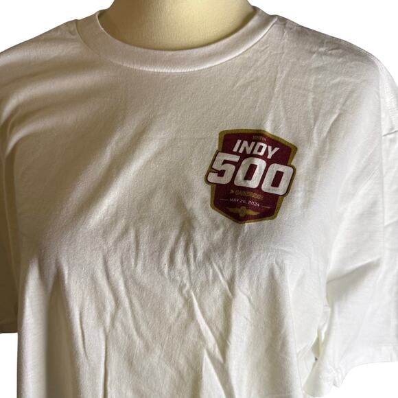 Indy 500 Official Two-Sided Logo Graphic Tee, White, Size XL, NWT - Picture 3 of 6